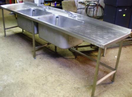 LARGE 2 Bowl 2 Drainer Sink with Dish Wash Voids 1