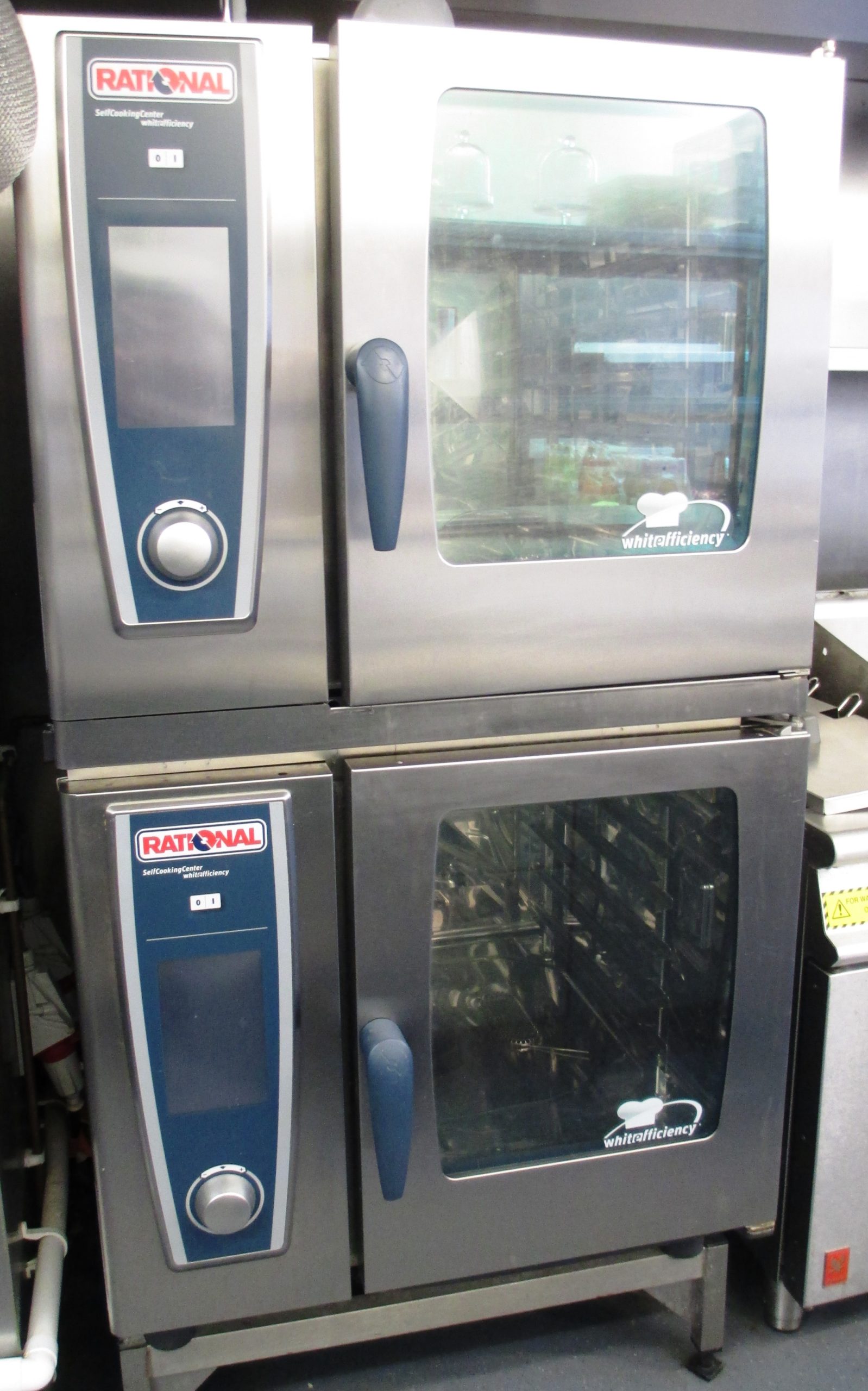 RATIONAL Stacked White Efficiency Electric 6 Grid Combi Ovens