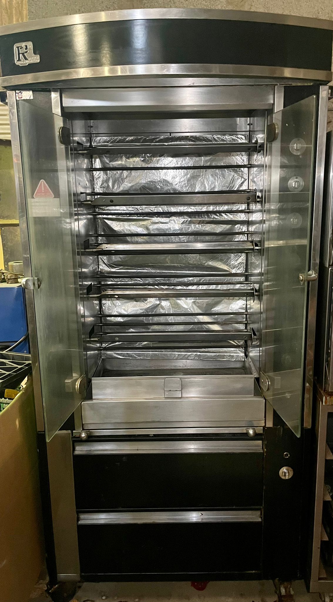 ROTISOL (France) Grande Flamme Electric Rotisserie with Heated Storage Drawers