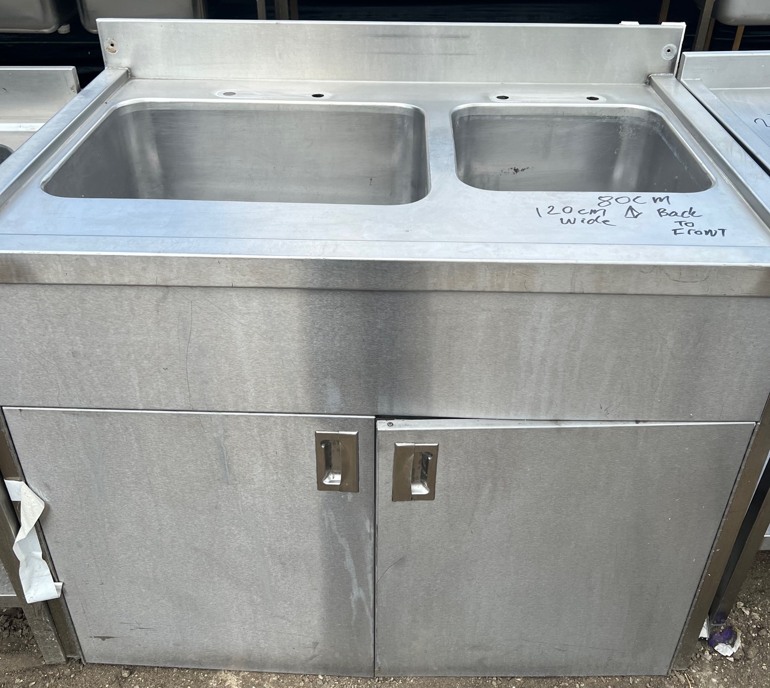2 Bowl Stainless Steel Food Rinse Sink with Cupbpoard