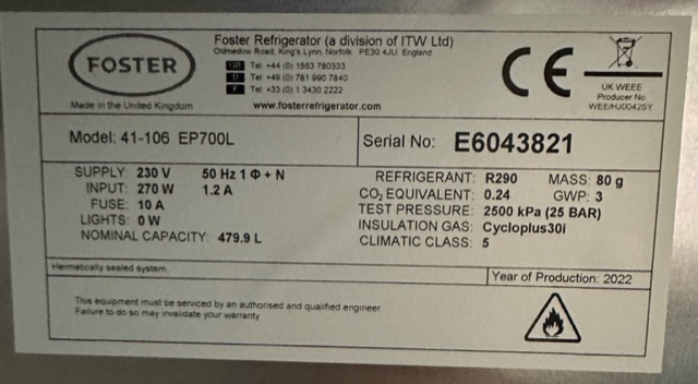 FOSTER EcoPro G3 EP700H Fridge – B Grade New.