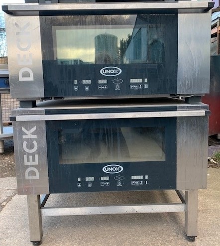 UNOX XEBDC 02EU-D Stacked pair of Deck Stone Based Ovens.